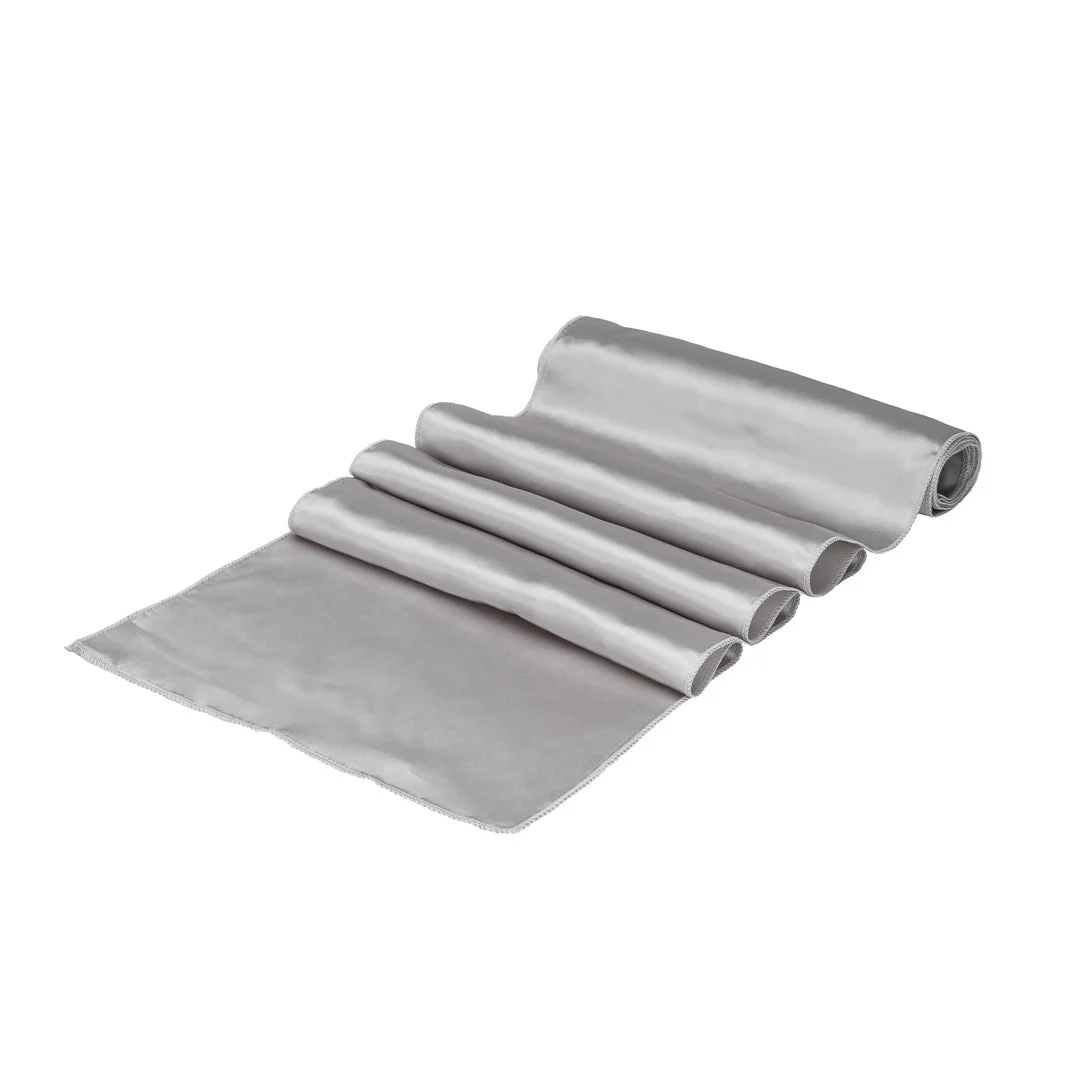 Table Runners, 12 x 108 Inch, Satin, Silver,1 - 1 EACH