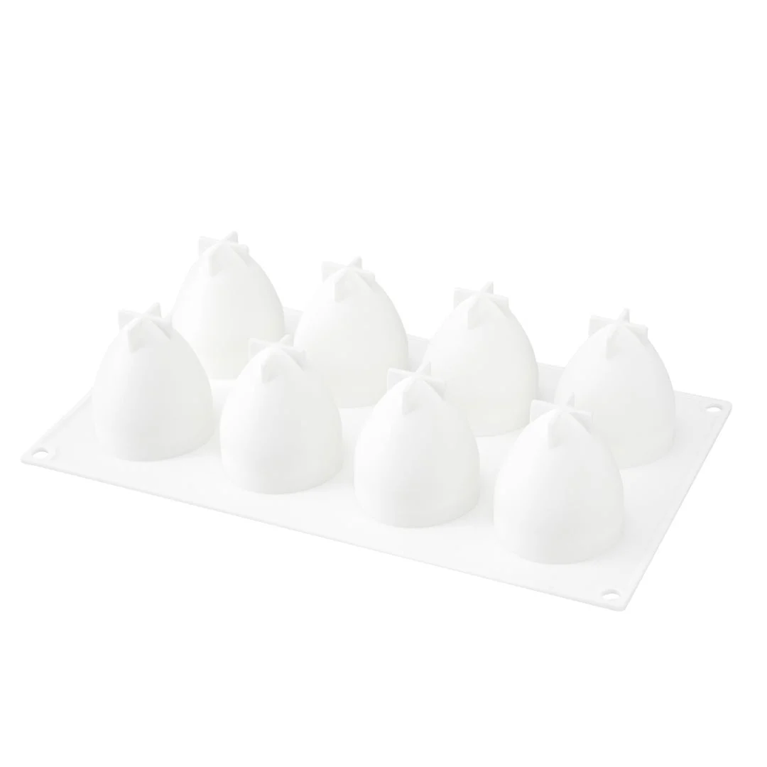 Molds, Baking, 8-Compartment, Strawberry, White, Silicone,1 - 10 COUNT