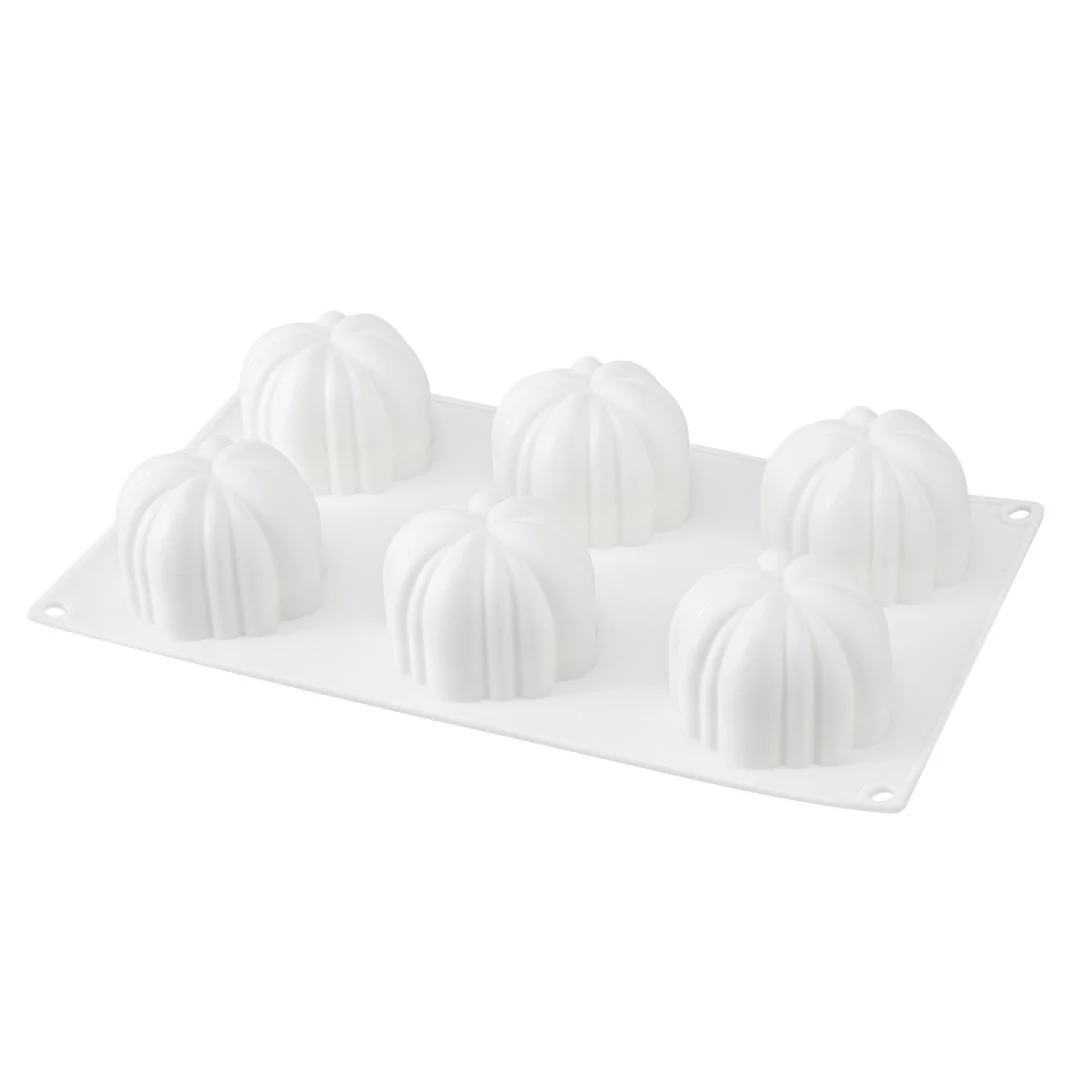 Molds, Baking, 6-Compartment, Pumpkin, White, Silicone,1 - 10 COUNT