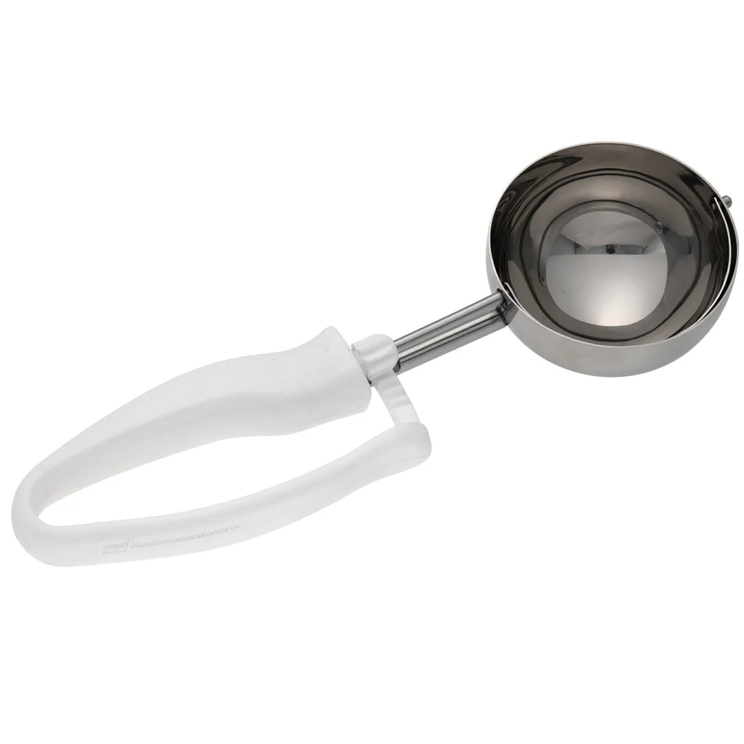 Scoop, Portion, #6, with White Ambidextrous Handle, Stainless Steel,1 - 1 EACH