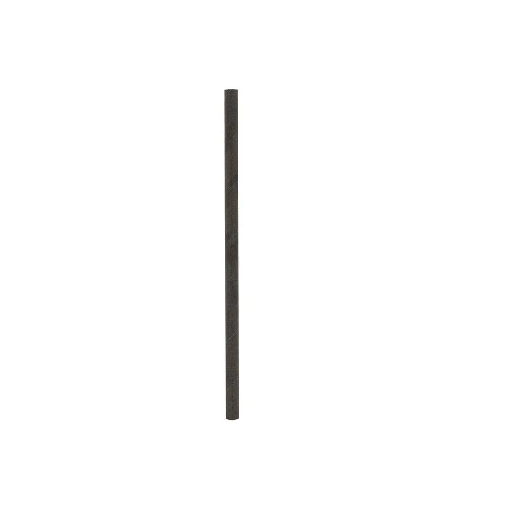 Straws, 5.75 Inch, Paper, Matte Black, Unwrapped, Biodegradable,1 - 100 COUNT