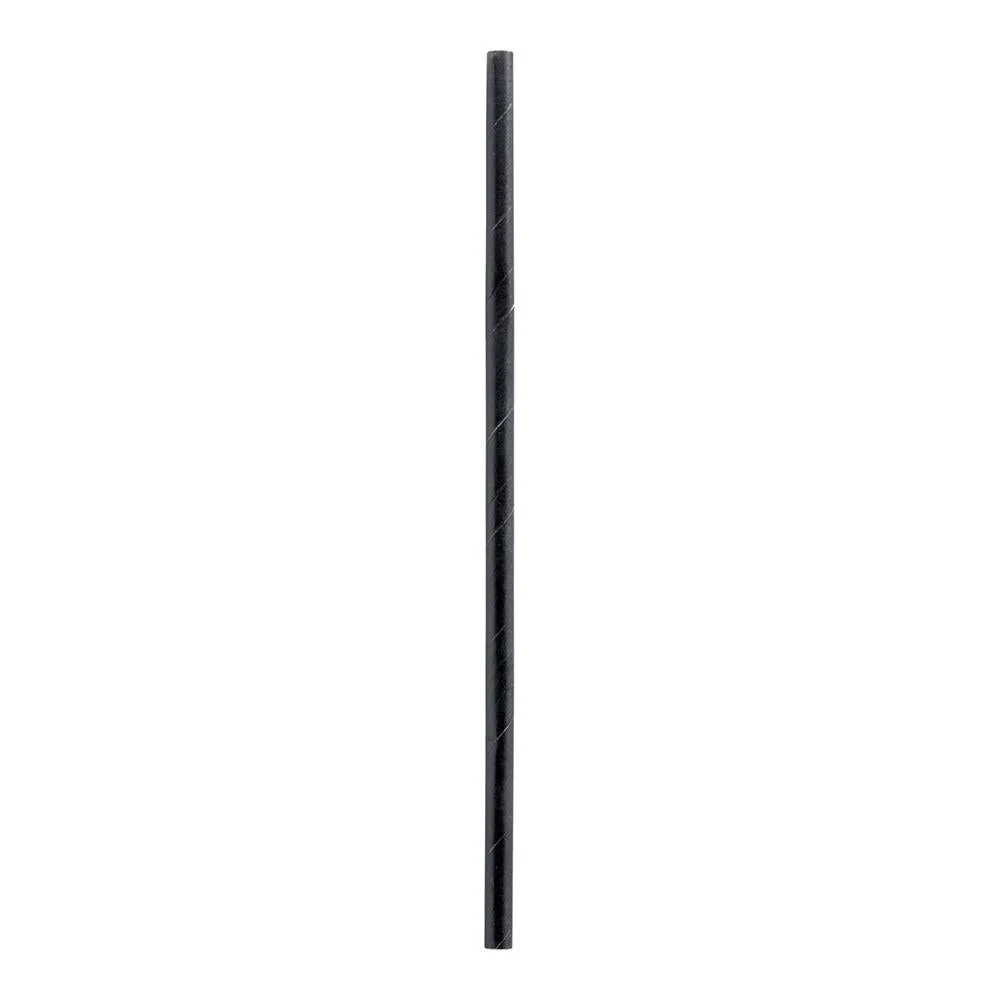 Straws, 7.75 Inch, Paper, Matte Black, Unwrapped, Biodegradable,1 - 100 COUNT