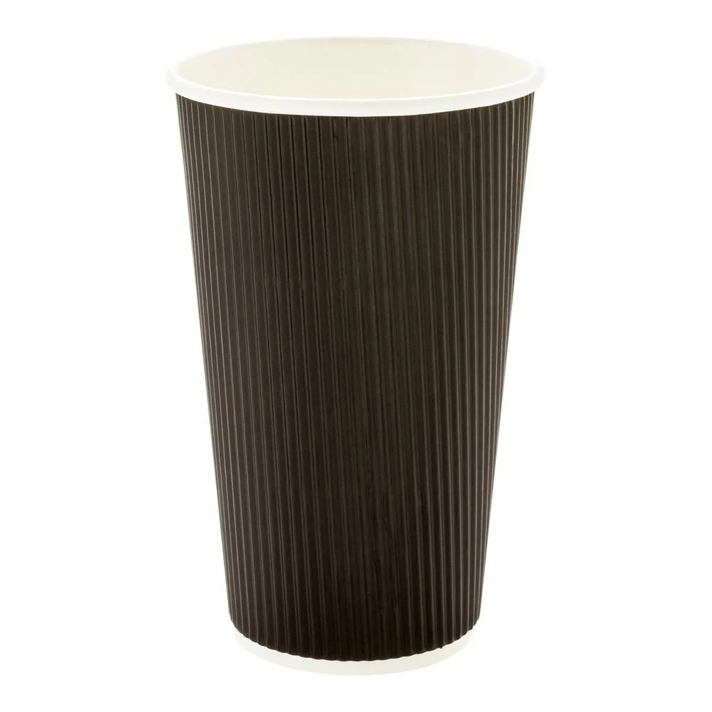 Cups, Hot, 20 Ounce, Paper, Black, Ripple Wall,1 - 10 COUNT