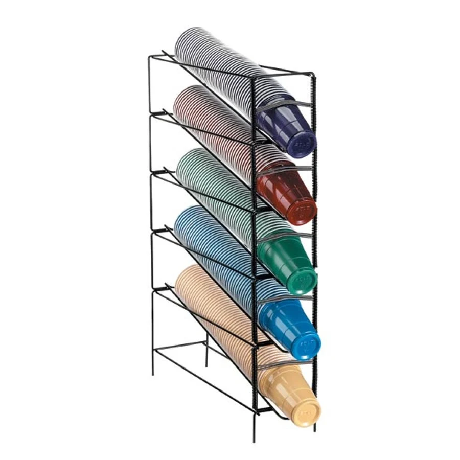 Dispenser, Cup & Lid, 5-Slot, Countertop, 29.75 x 6.25 x 20 Inch, Wire, Black, Vertical, for 6-46 Ounce Cups,1 - 1 EACH