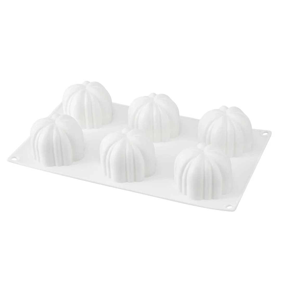 Mold, Baking, 6-Compartment, Pumpkin, White, Silicone,1 - 1 EACH
