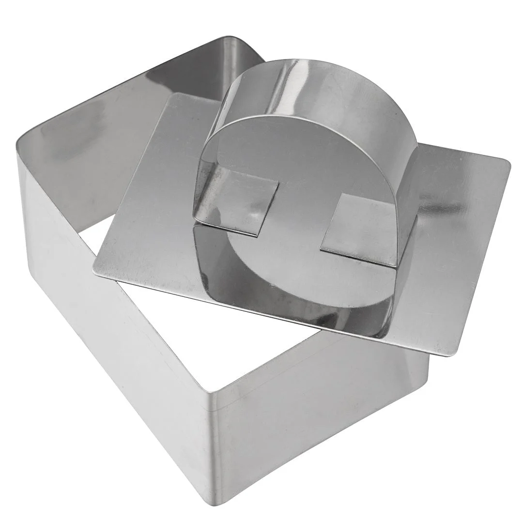 Mold, Pastry Ring, 3 x 2.25 x 1.50 Inch, Rectangular, Stainless Steel, with Press,1 - 1 EACH