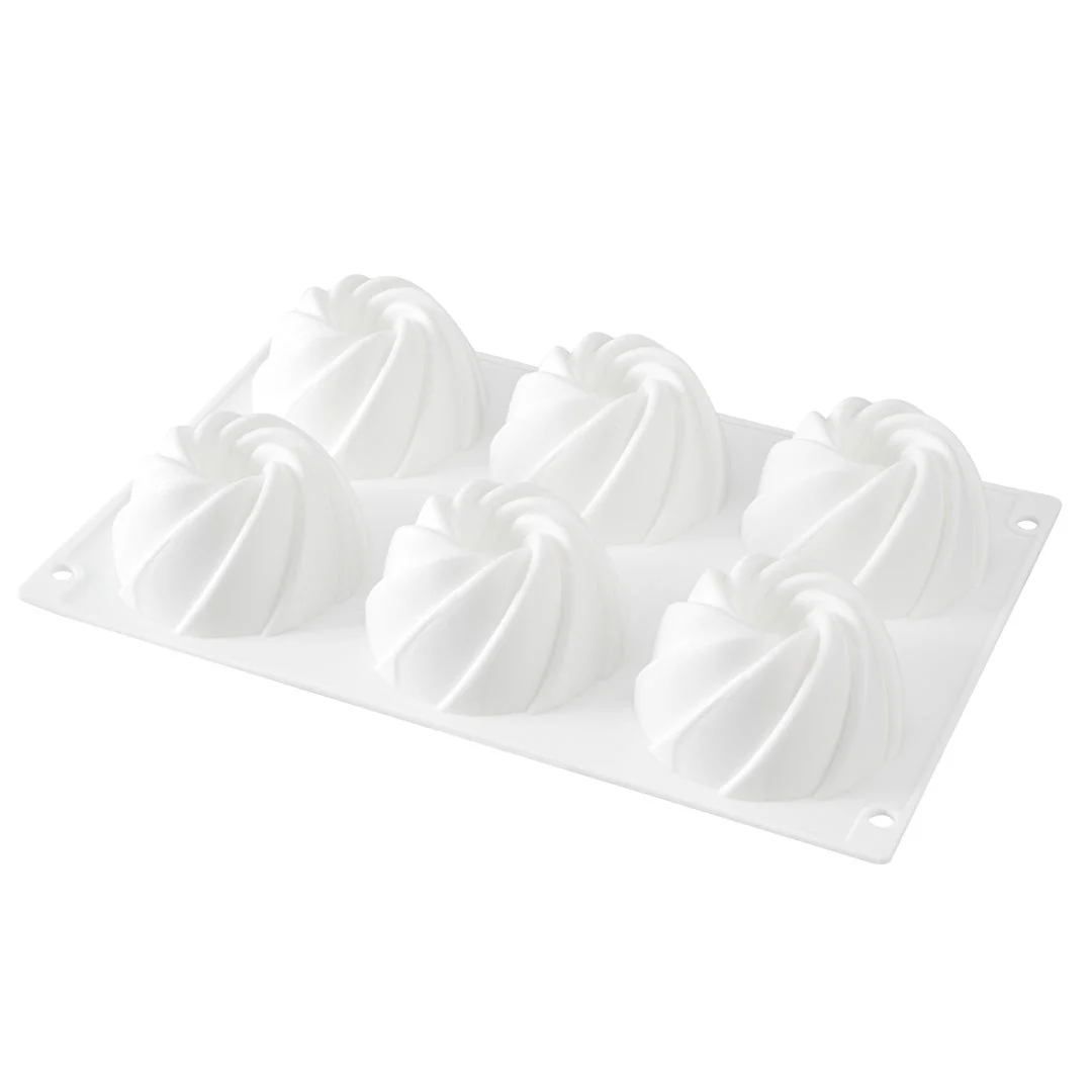 Mold, Baking, 6-Compartment, Mini Bundt Cake, White, Silicone,1 - 1 EACH