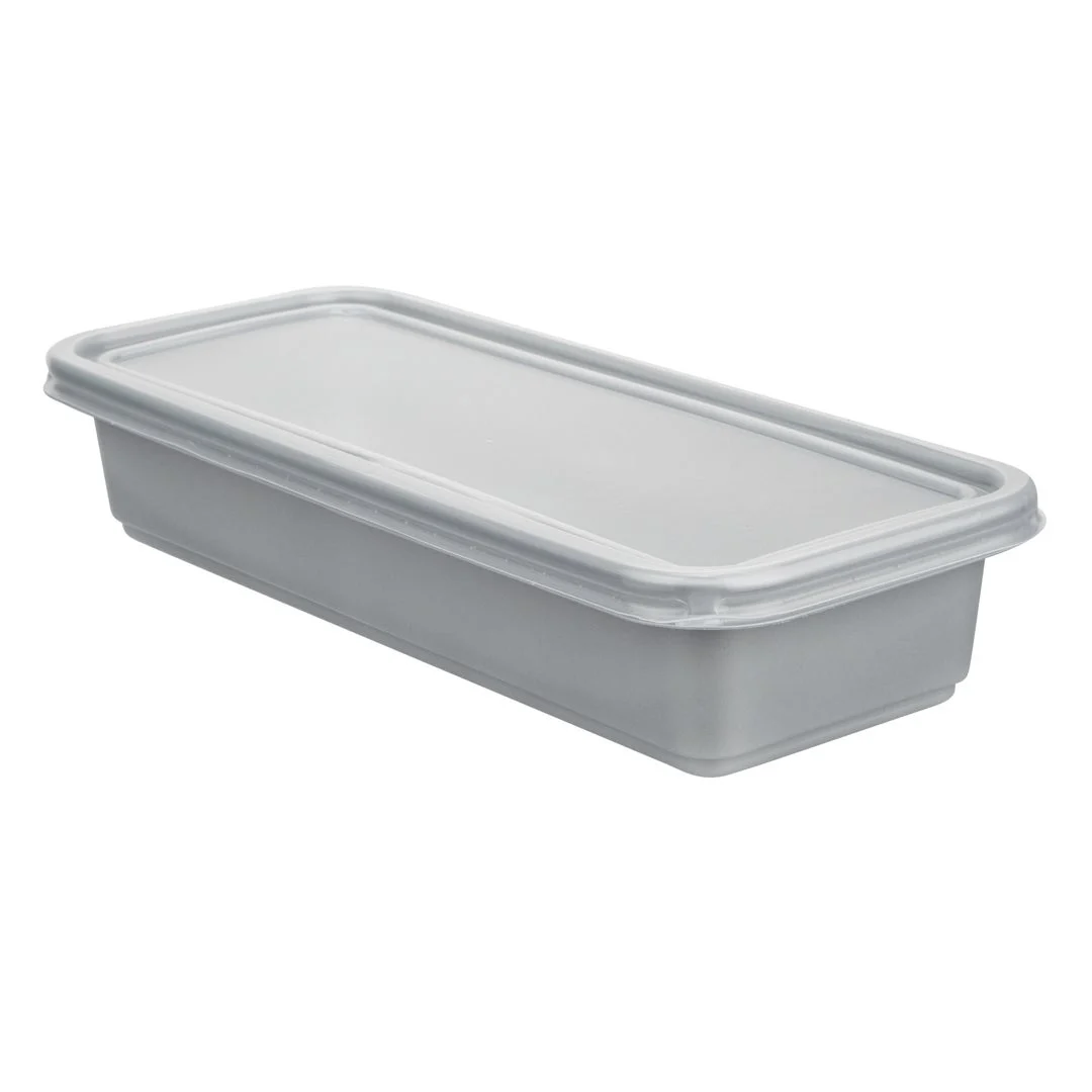 Containers, Catering, 20 Ounce, Microwavable Plastic, Silver, 8.75 x 3.75 x 1.75 Inch, Rectangular, with Clear Lid,1 - 100 COUNT