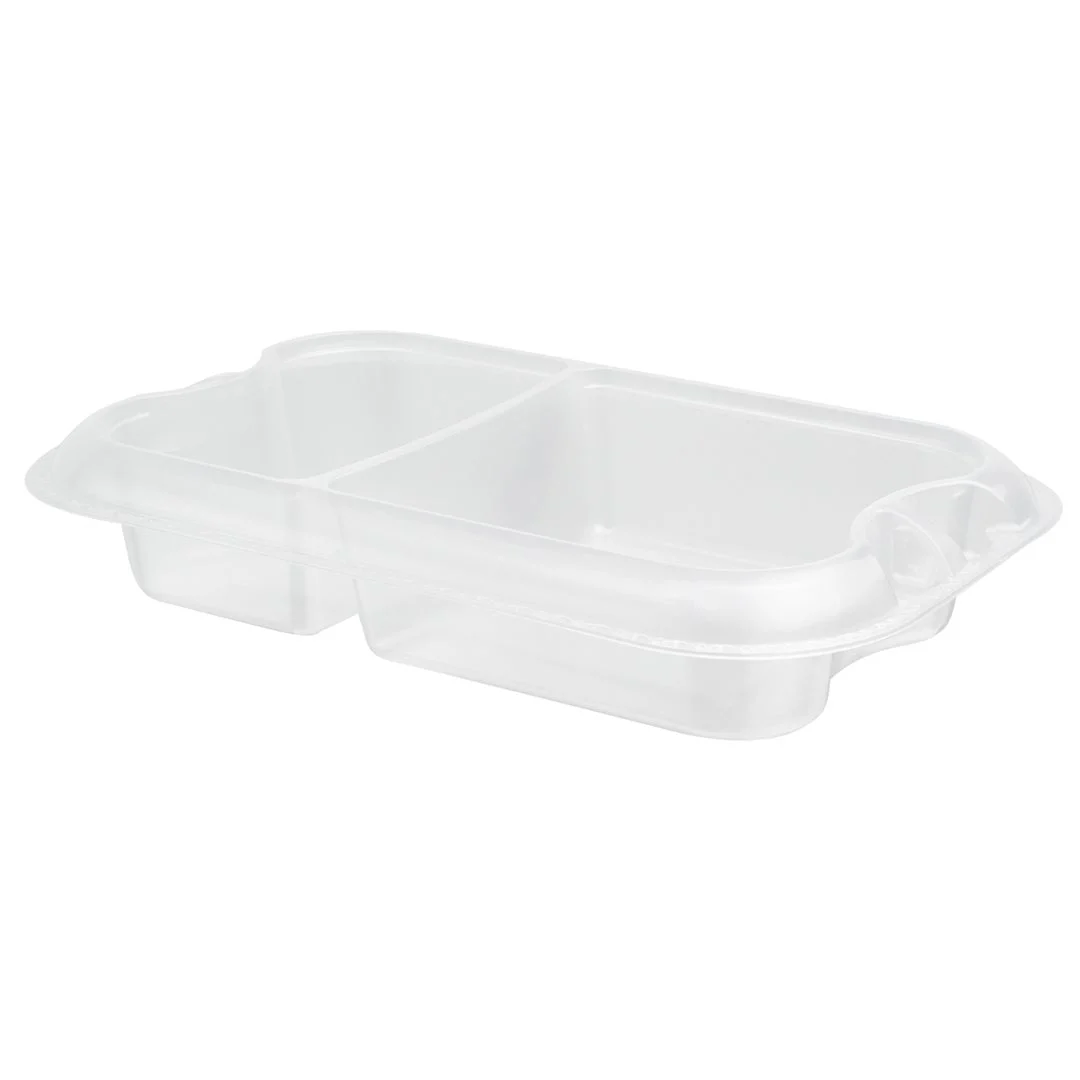 Trays, 2-Compartment Insert, 17 Ounce, Microwavable Plastic, Clear, Rectangular, 6.75 x 6 x 1.50 Inch, for 46 Ounce Containers,1 - 100 COUNT