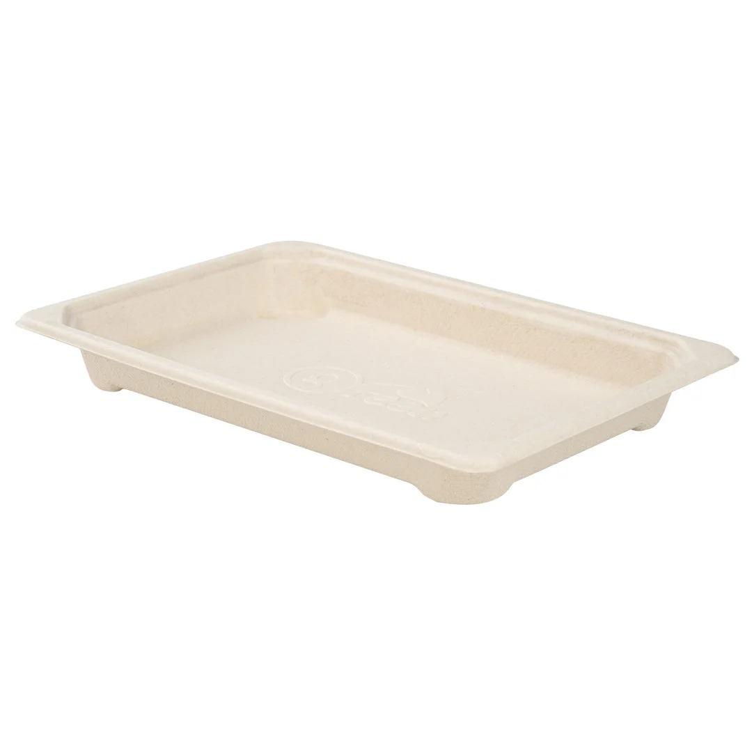 Trays, Sushi, 6.50 x 4.50 x 0.75 Inch, Paper, Natural, Rectangular, Sugarcane Bagasse,1 - 100 COUNT