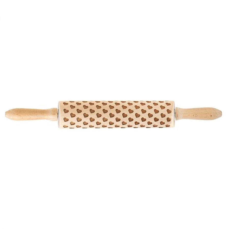 Pin, Rolling, 8 Inch, Beechwood, Heart, 8 Linear Inch,1 - 1 EACH