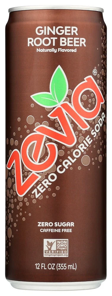 Soft Drink, Ginger Root Beer, Zero Calorie, Single-Serve, Can,12 - 12 FLUID