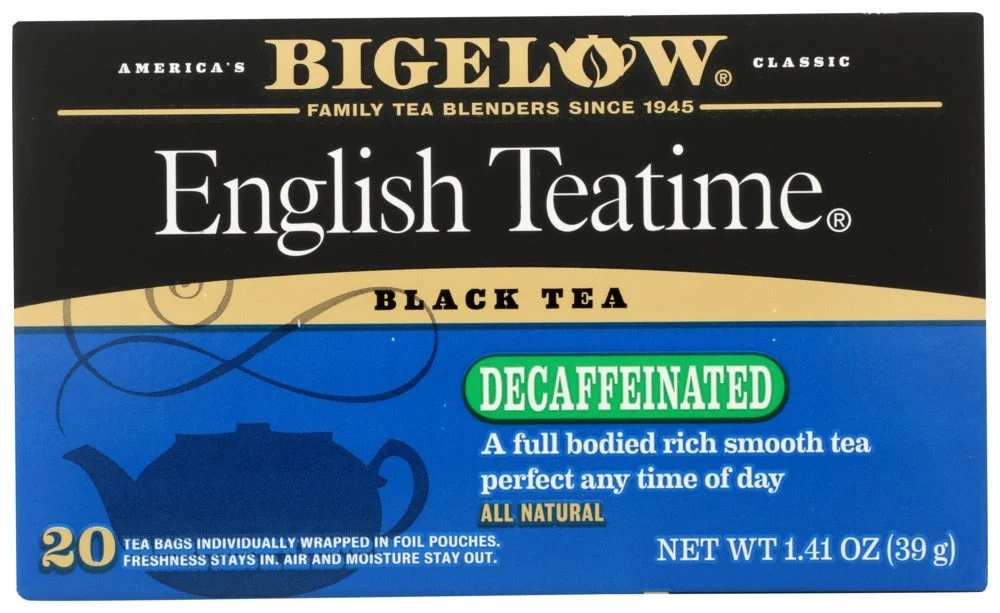 Tea, Black, English Teatime, Decaffeinated, Individually Wrapped with String,6 - 20 COUNT
