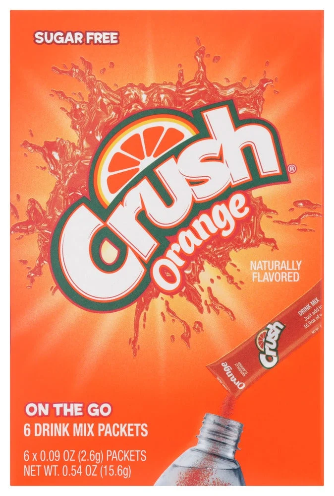 Drink Mix, Orange, Powdered, Shelf-Stable, 0.09 Ounce,12 - 6 COUNT
