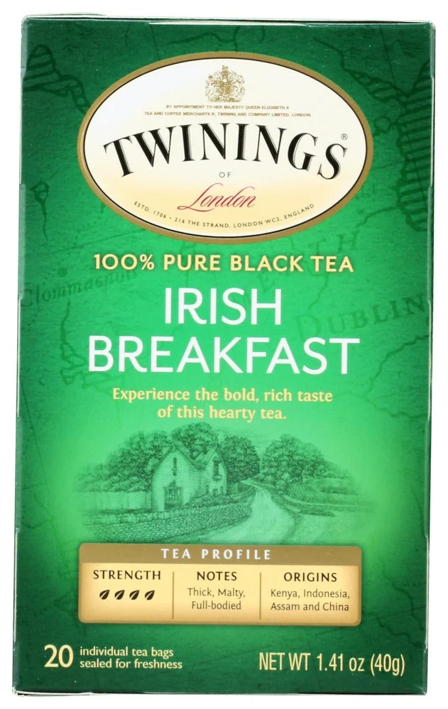 Tea, Black, Irish Breakfast, Individually Wrapped with String,6 - 20 COUNT