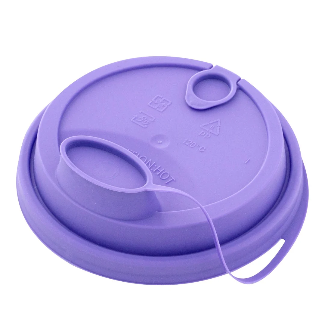 Lids, Straw Hole & Sip-Thru, Plastic, Purple, with 2 Plugs, for 12/16/24 Ounce Cups,1 - 500 COUNT