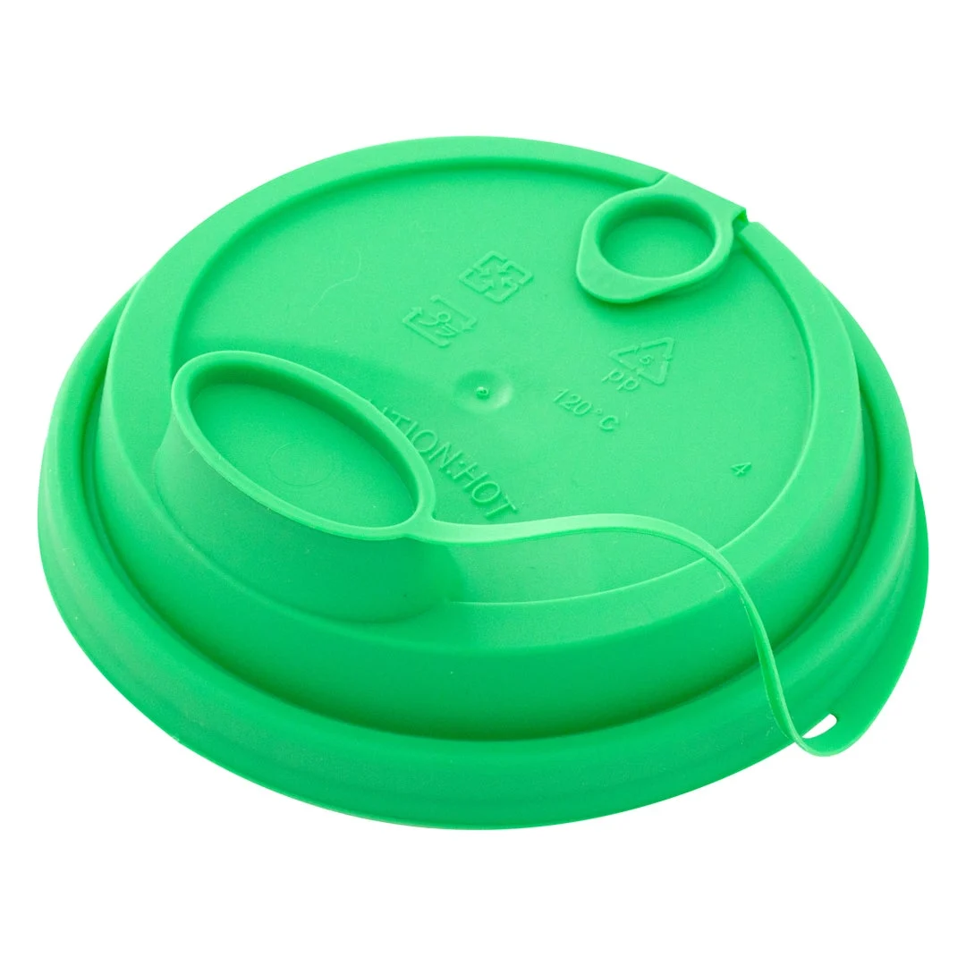 Lids, Straw Hole & Sip-Thru, Plastic, Green, with 2 Plugs, for 12/16/24 Ounce Cups,1 - 500 COUNT