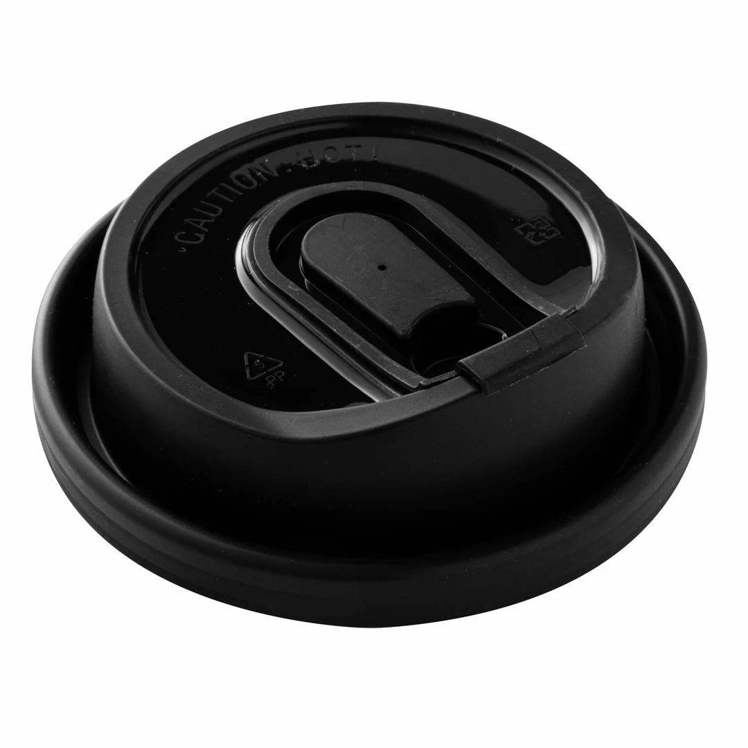 Lids, Plastic, Black, with Detachable Plug, for 8/12/16/20 Ounce Cups,1 - 500 COUNT