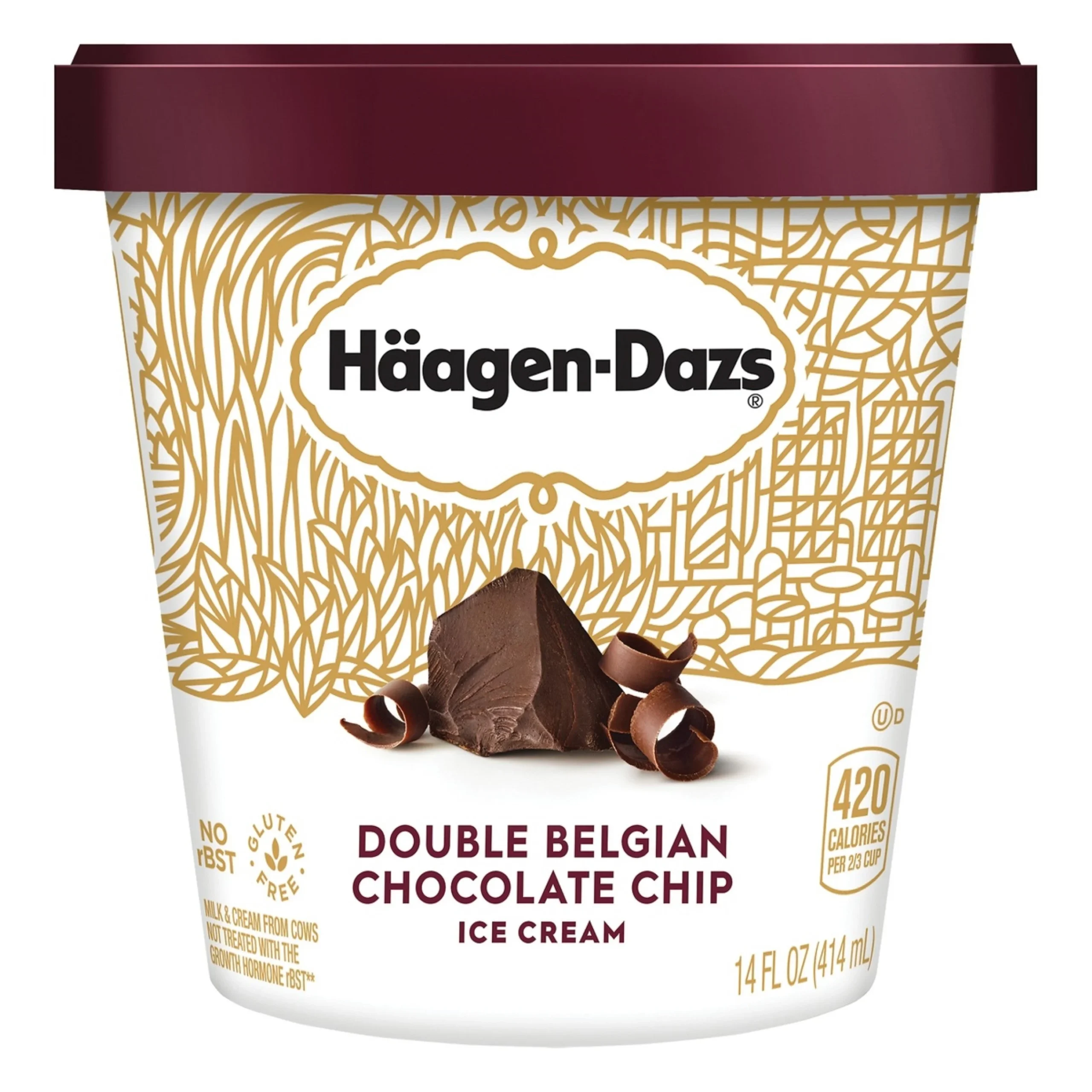 Ice Cream, Hard Serve, Double Belgian Chocolate, Frozen,8 - 14 FLUID