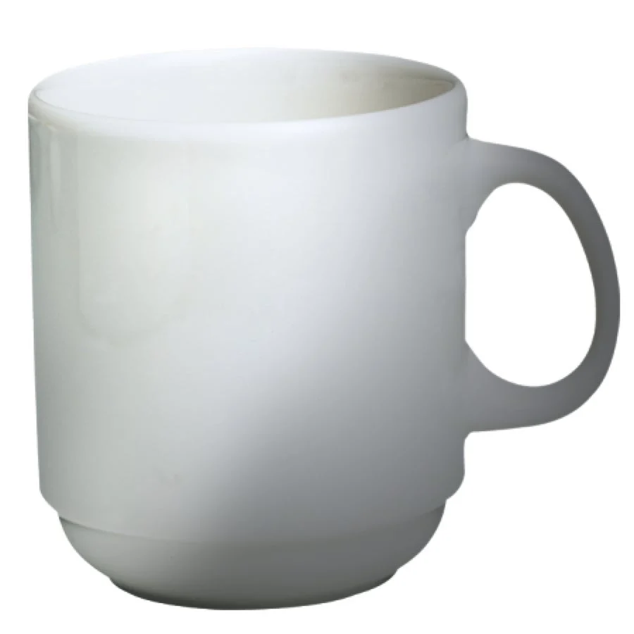 Mugs, 12 Ounce, White, Stackable, Porcelain,6 - 6 COUNT