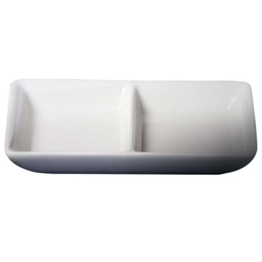 Dishes, 2-Compartment, 5 x 3 Inch, White, Porcelain, Rectangular,16 - 6 COUNT