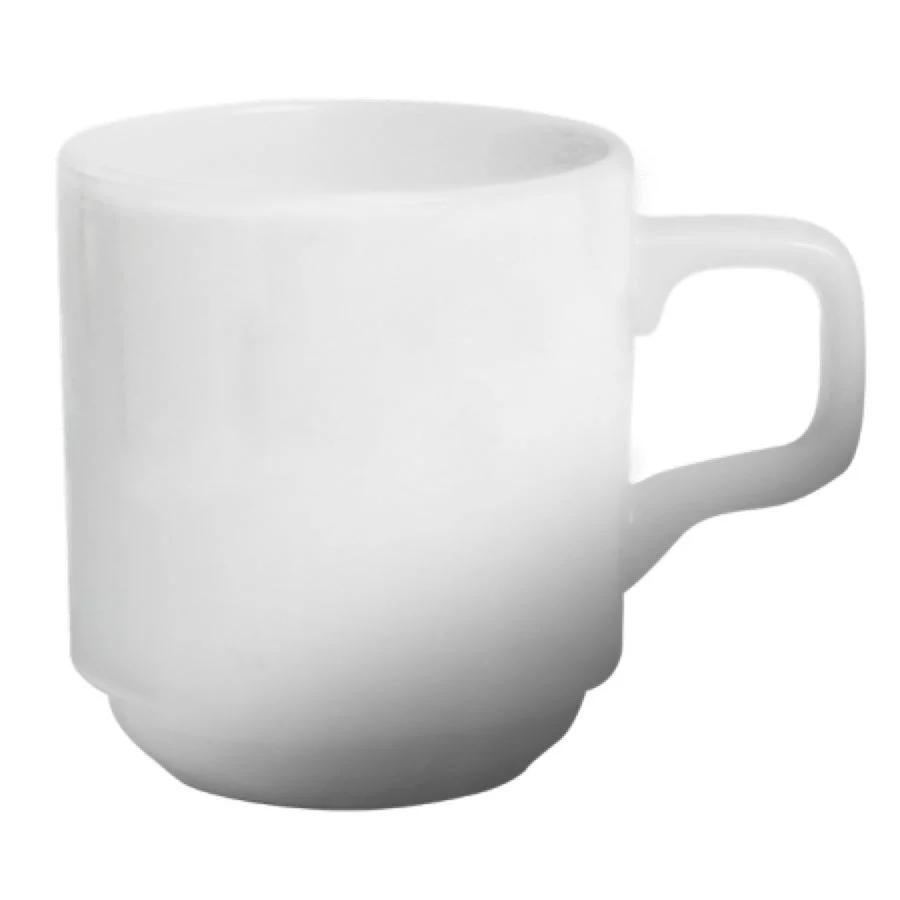 Mugs, 10 Ounce, White, Stackable, Porcelain,6 - 6 COUNT