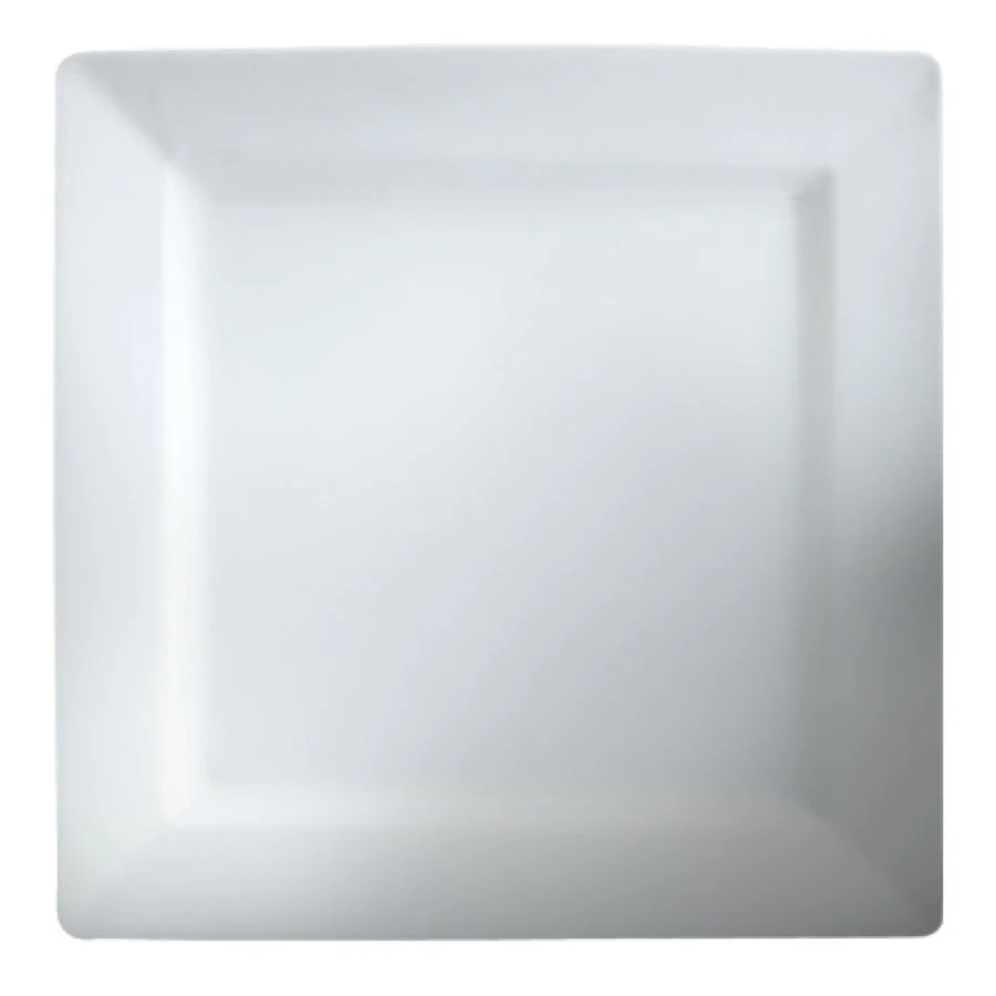 Plates, 9.25 Inch, Mid Rim, White, Porcelain, Square,4 - 6 COUNT