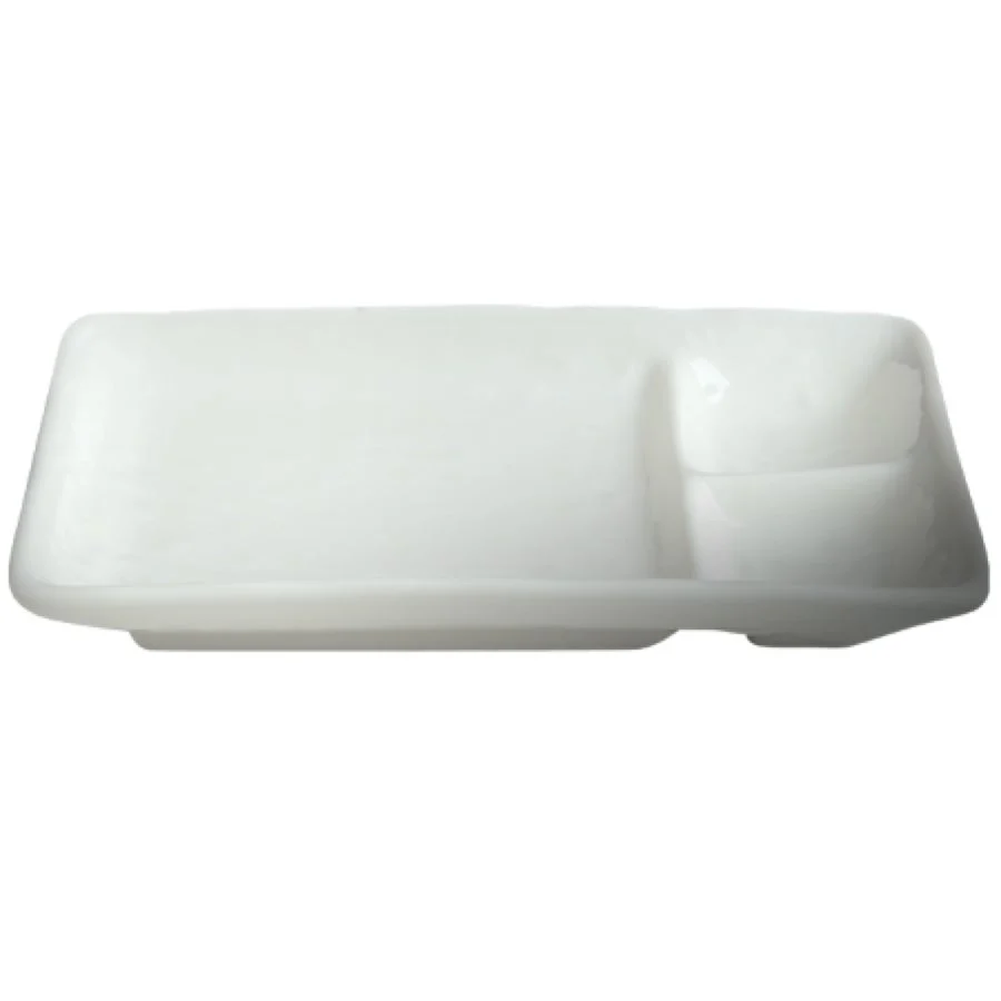 Dishes, 3-Compartment, 8 x 5 Inch, White, Porcelain, Rectangular,6 - 4 COUNT