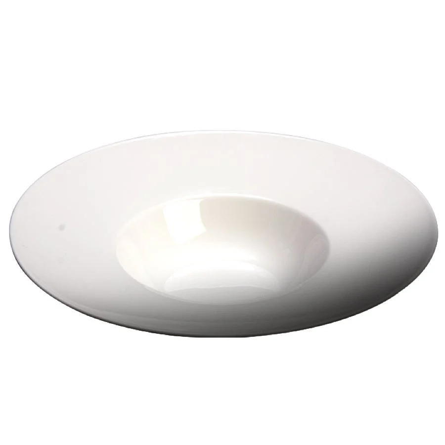 Plates, Soup, 9.25 Inch, Wide Rim, White, Porcelain,6 - 4 COUNT