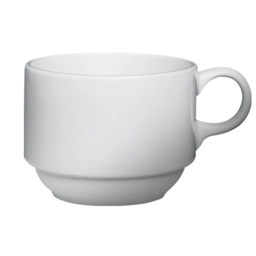 Cups, 8 Ounce, White, Stackable, Porcelain,6 - 6 COUNT