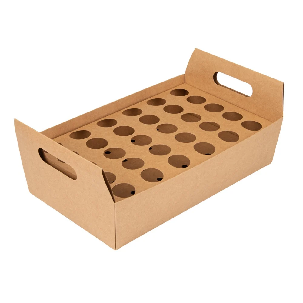 Holders, Cone, 14.25 x 8.25 x 6 Inch, Paper, Kraft, with 30 Slots & Handles,1 - 10 COUNT