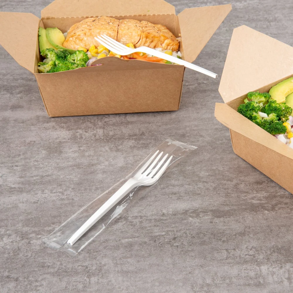 Forks, Basic Nature, Plastic, White, 6.5 Inch, Heat-Resistant, Individually-Wrapped, CPLA,1 - 250 COUNT