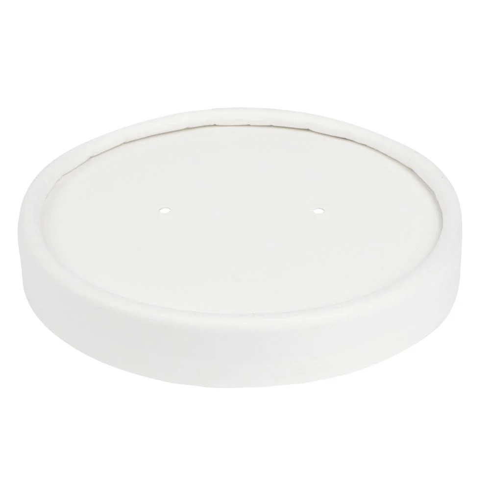 Lids, Vented, Paper, White, Round, for 8 & 12 Ounce Soup Containers,1 - 200 COUNT