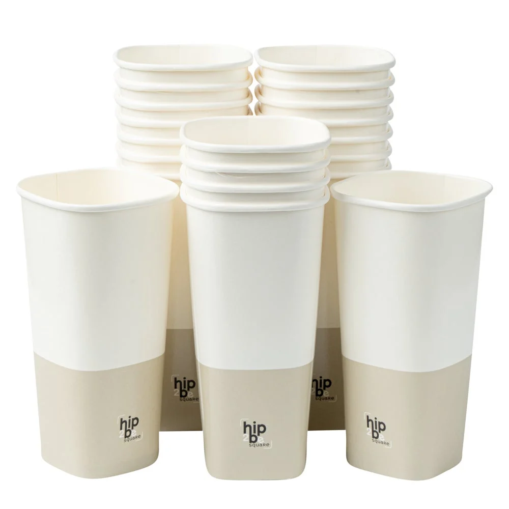 Cups, Hot & Cold, 22 Ounce, Paper, White & Taupe, Single Wall, 3.25 x 3.25 x 6.75 Inch,1 - 500 COUNT