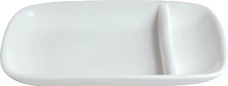 Dishes, 2-Compartment, Porcelain, 9 x 5.50 Inch, Classic White, Rectangular,4 - 6 COUNT