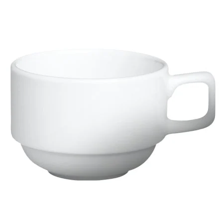 Cups, Stackable Coffee, Porcelain, 8 Ounce, Classic White,6 - 6 COUNT