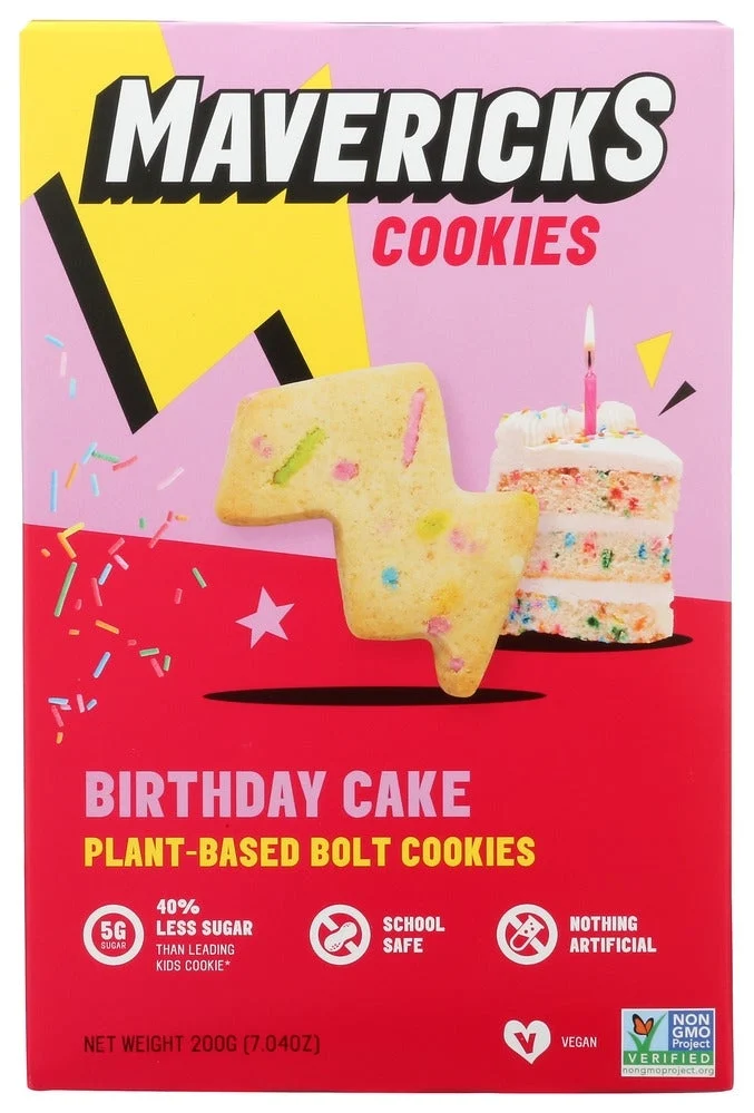 Cookies, Plant-Based, Birthday Cake, Bolt-Shaped, Shelf-Stable,8 - 7.04 OUNCE