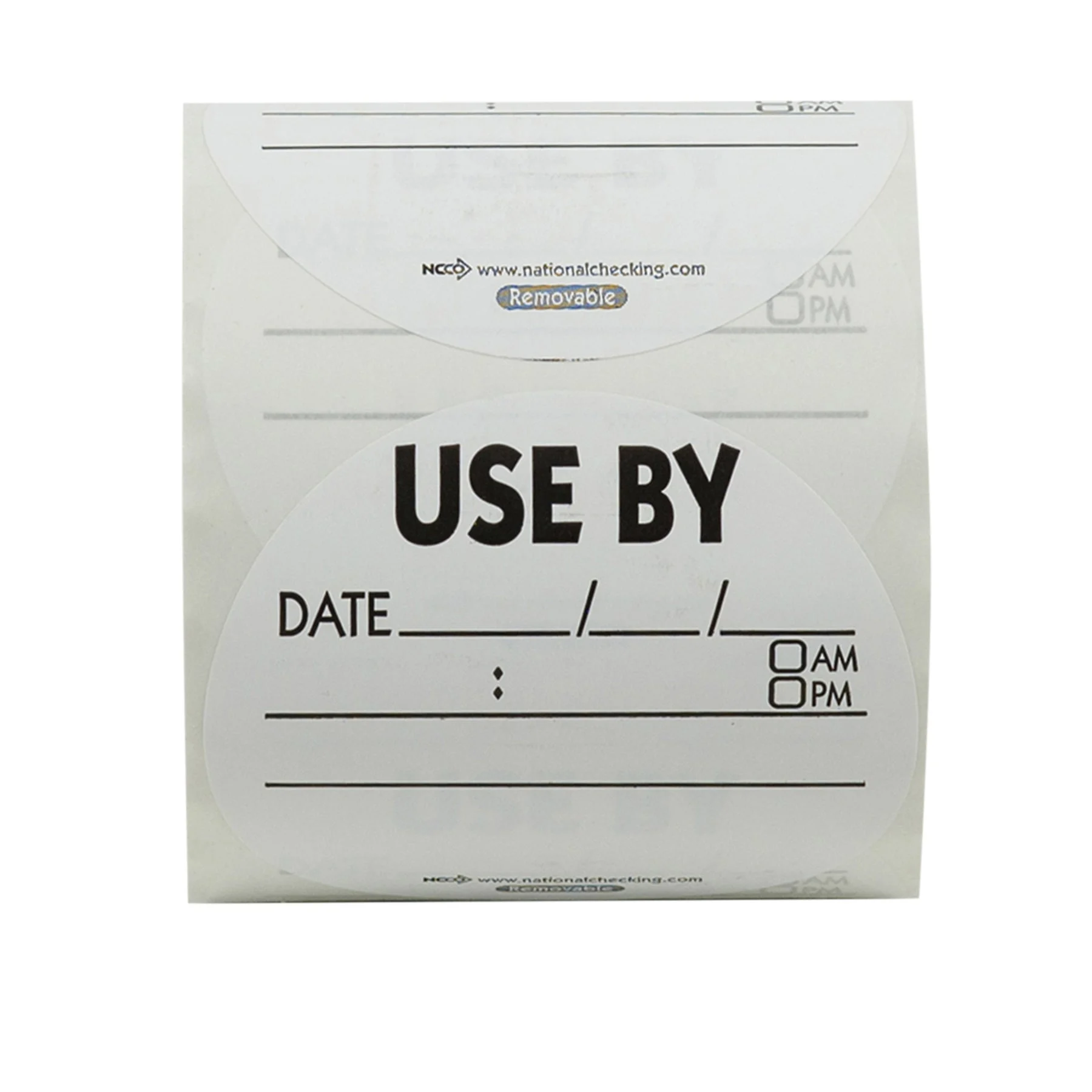Labels, Use By, 3 Inch, Removeable, White with Black Font, Round,1 - 500 COUNT