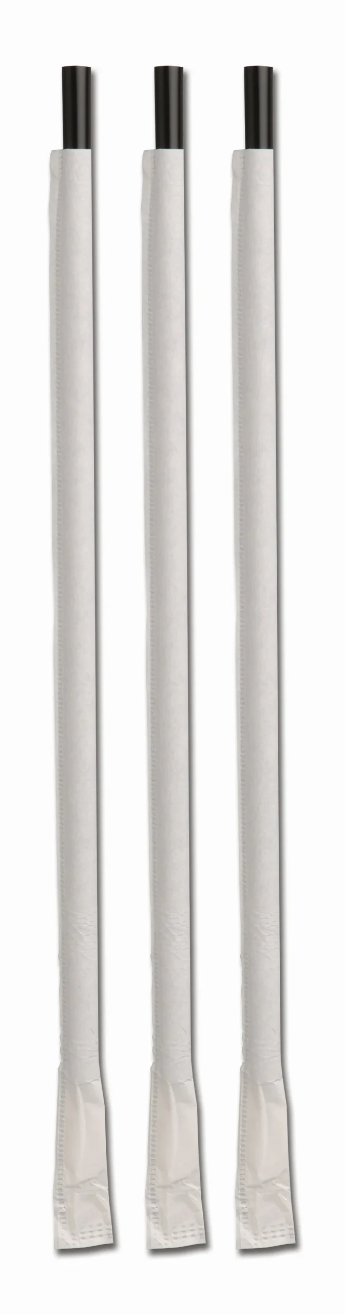 Straws, Giant, 10.25 Inch, Plastic, Black, Paper Wrapped,4 - 300 COUNT