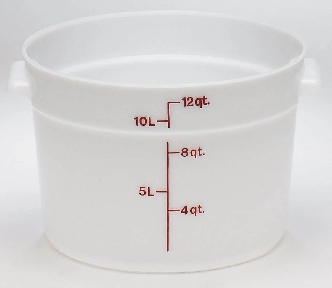 Container, 12 Quart, Plastic, White, Round,1 - 1 COUNT