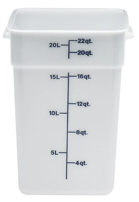 Container, 22 Quart, Plastic, White, Square, Polyethylene,1 - 1 COUNT