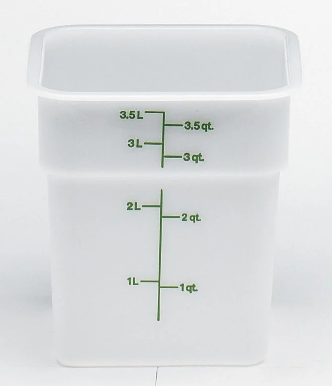 Container, 4 Quart, Plastic, White, Square, Polyethylene,1 - 1 COUNT