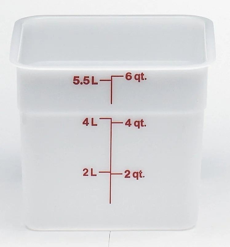 Container, 6 Quart, Plastic, White, Square, Polyethylene,1 - 1 COUNT