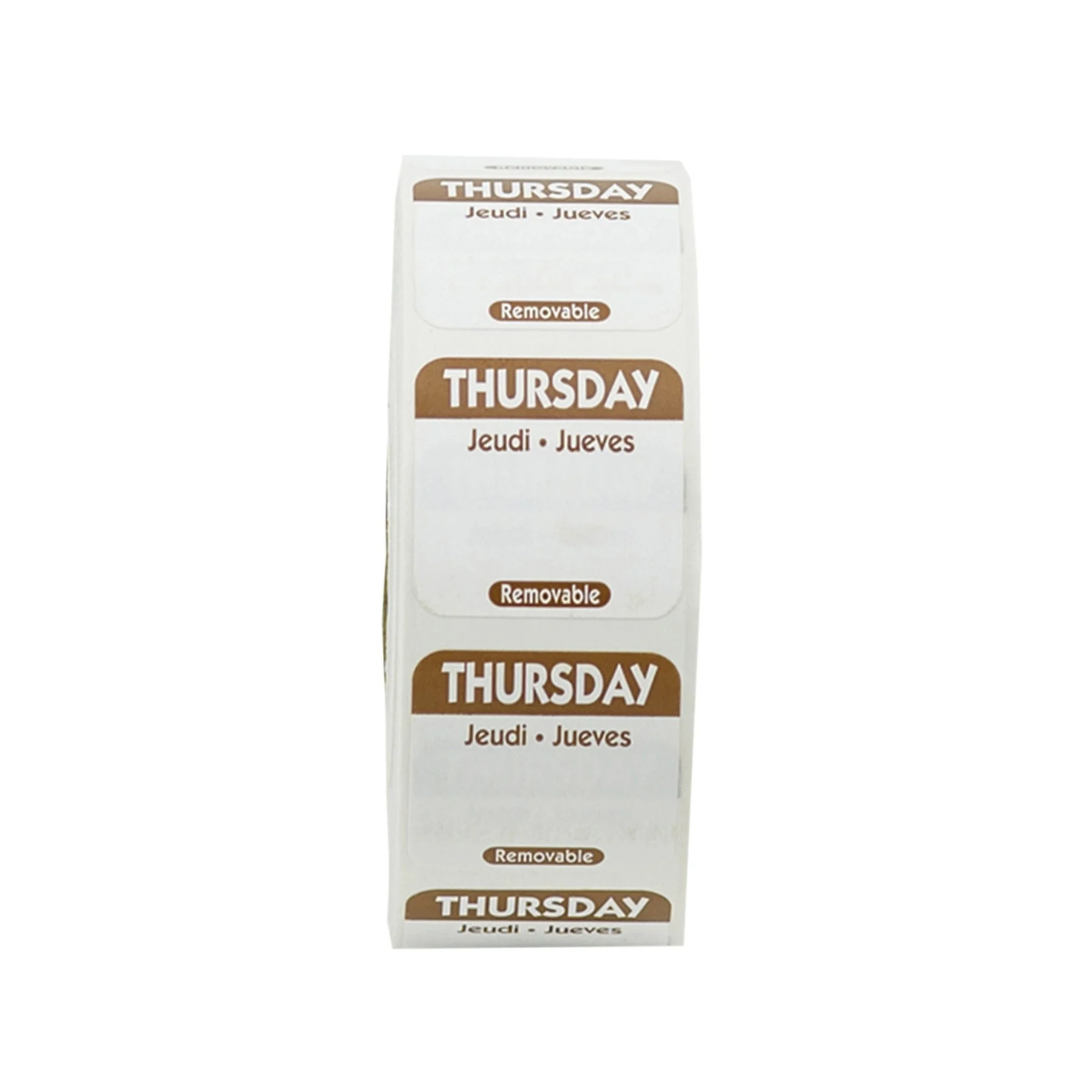 Labels, Thursday, 1 x 1 Inch, Removable, Brown, Square, Trilingual,1 - 1000 COUNT