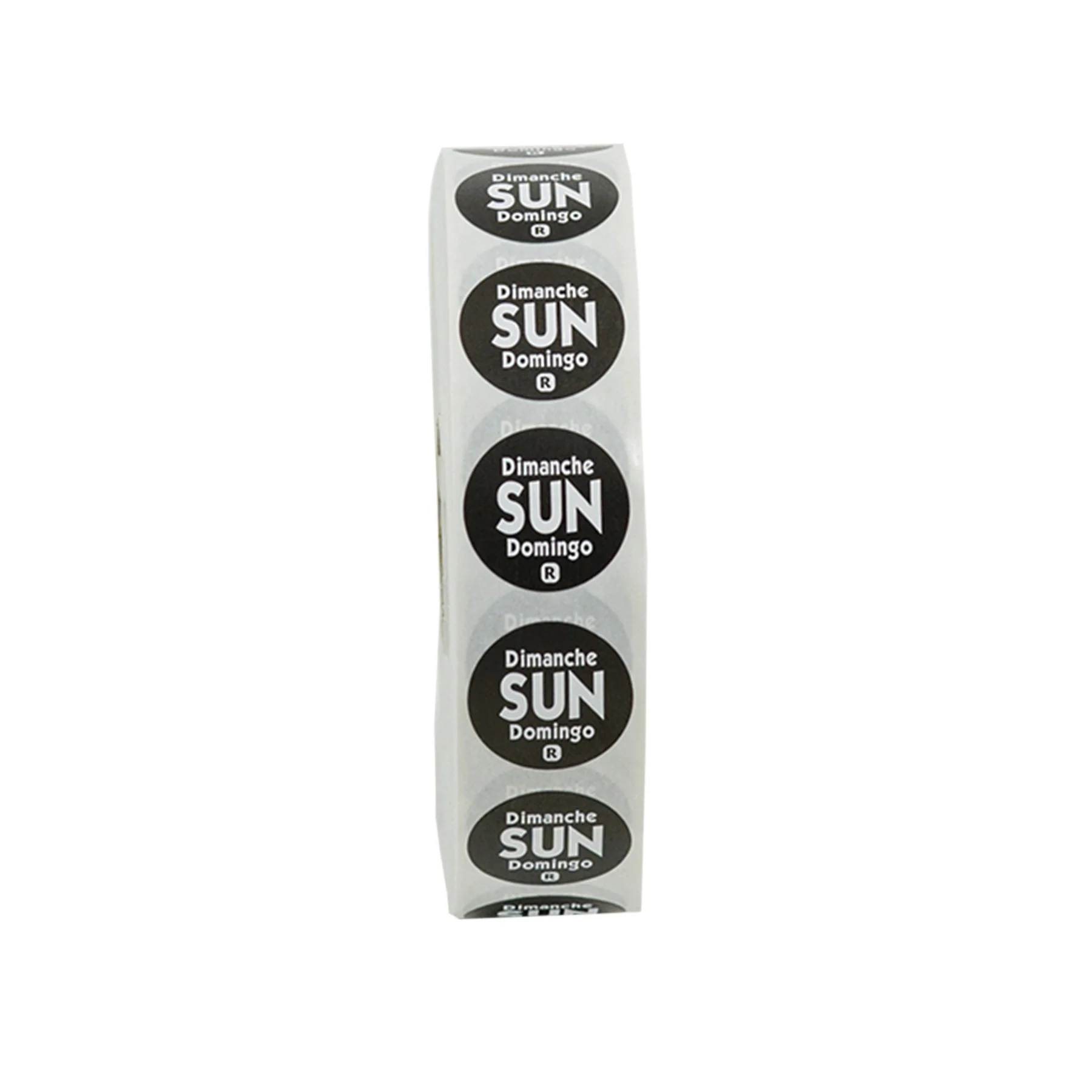 Labels, Sunday, 0.75 Inch, Removable, Black, Circle, Trilingual,1 - 2000 COUNT