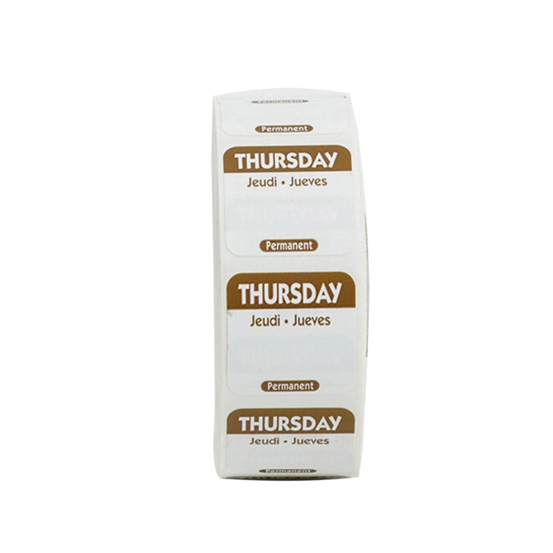 Labels, Thursday, 1 x 1 Inch, Permanent, Brown & White, Trilingual, Square,1 - 1000 COUNT