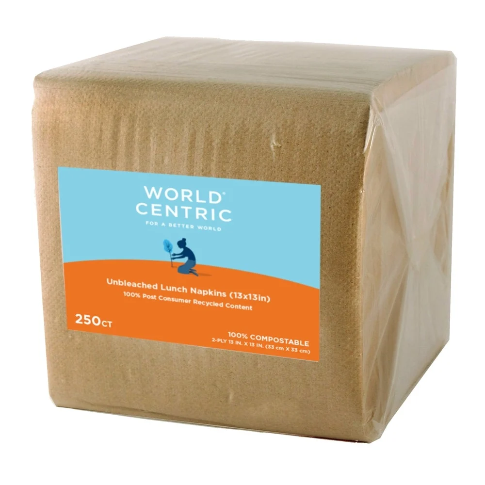 Napkins, Lunch, 2-Ply, Unbleached, 13 x 13 Inch,18 - 250 COUNT