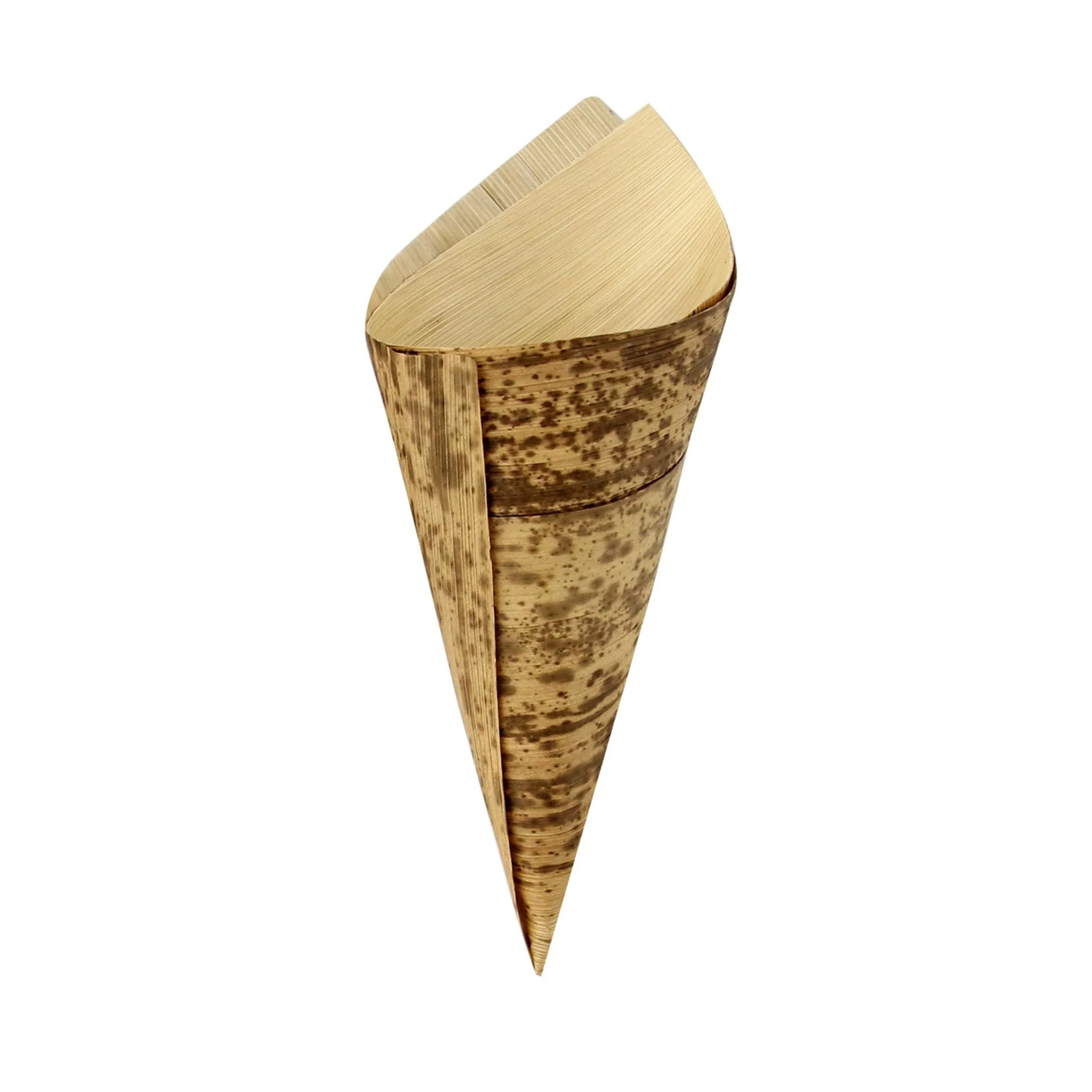 Cones, Hot Food, 5 Ounce, Double Layer Bamboo Leaf, Natural, Grease Resistant, Biodegradeable, 5 Ounce,10 - 100 COUNT