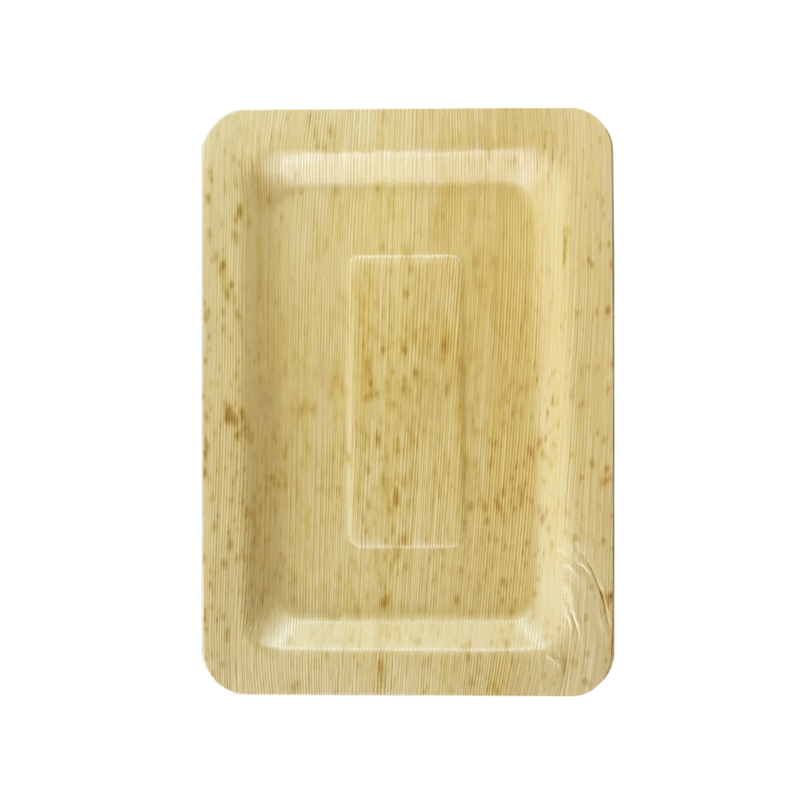 Plates, Double Layer Hot Food, 7.9 x 5.5 Inch, Bamboo Leaf, Natural, Grease Resistant, Biodegradeable,10 - 10 COUNT