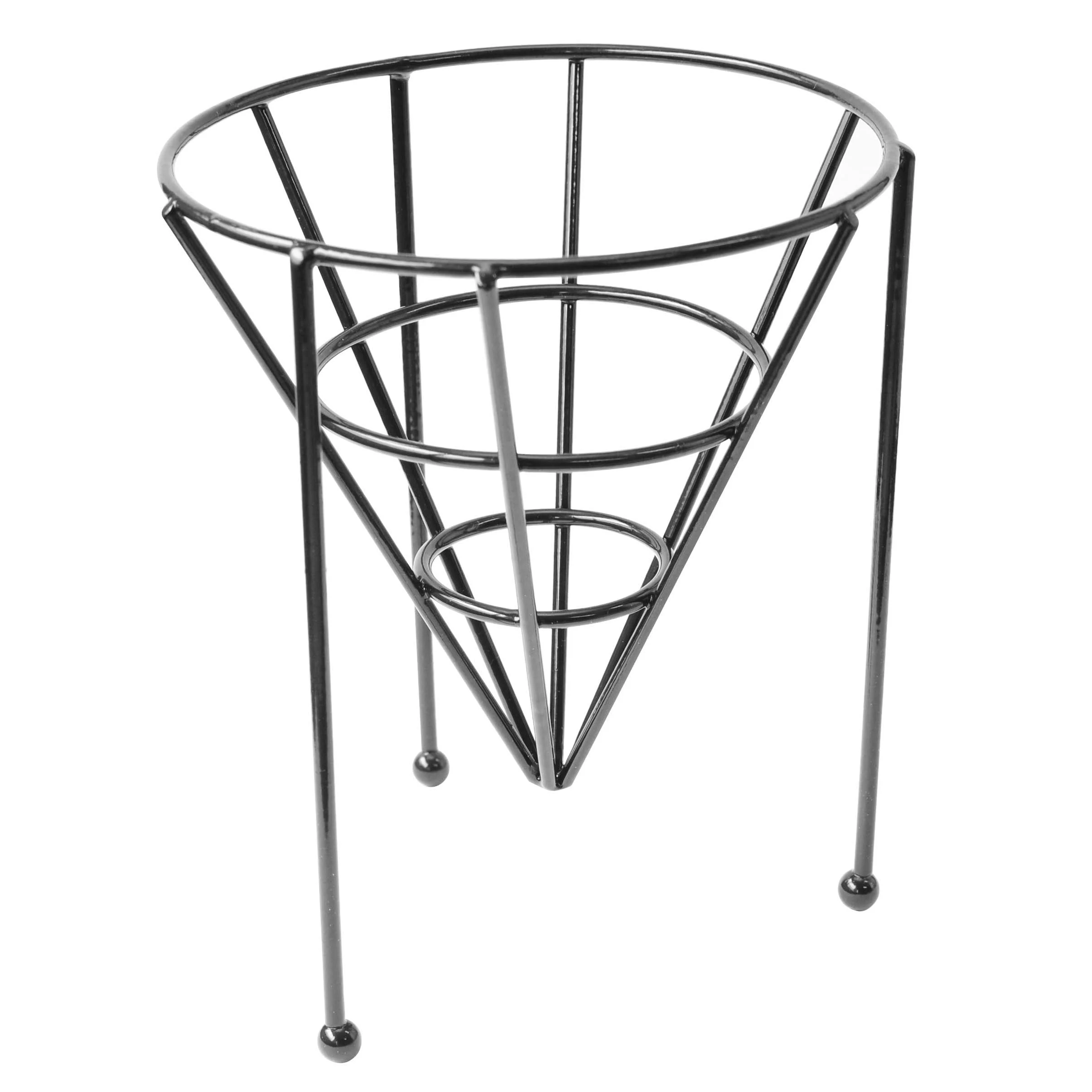 Holders, Cone, 5 x 6 Inch, Stackable, Black, Metal, with Tripod,6 - 1 COUNT
